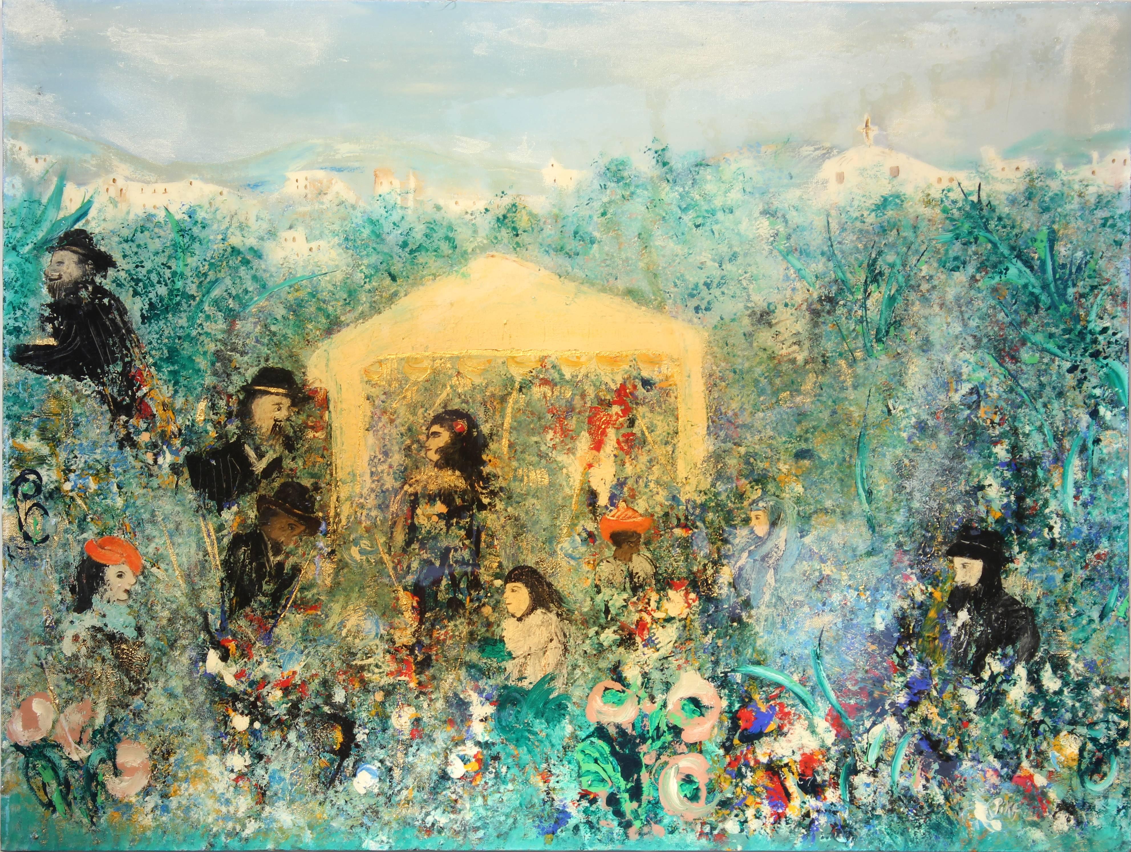 Unknown Landscape Painting - Fête du Village in Provence / Wedding in the Village Impressionist Landscape