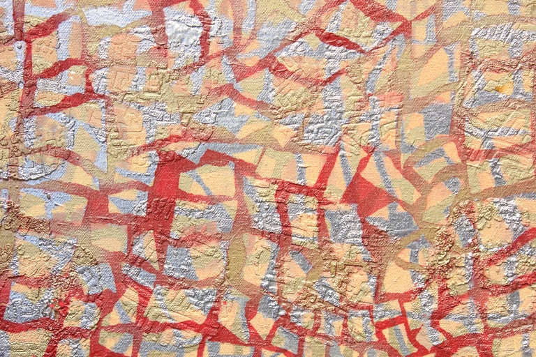 Philip Durbin - Red, Silver and Gold Relief Textured Abstract For Sale ...
