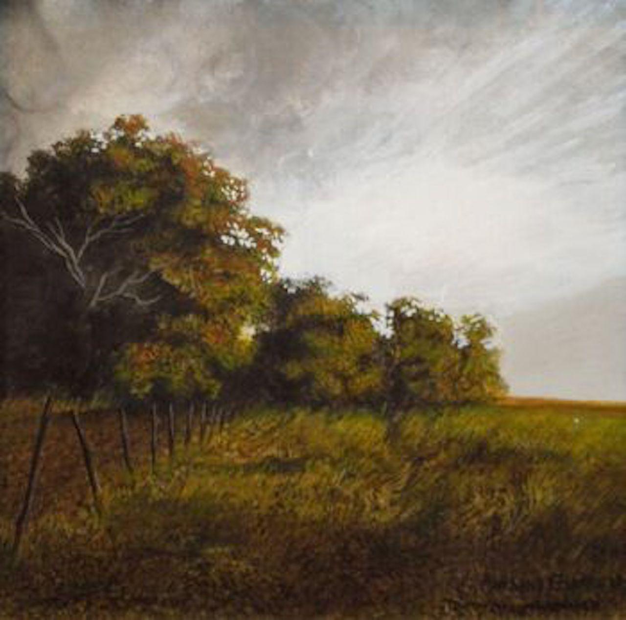 Naturalistic Fall Landscape In Egg Tempera - Painting by Anthony V. Martin