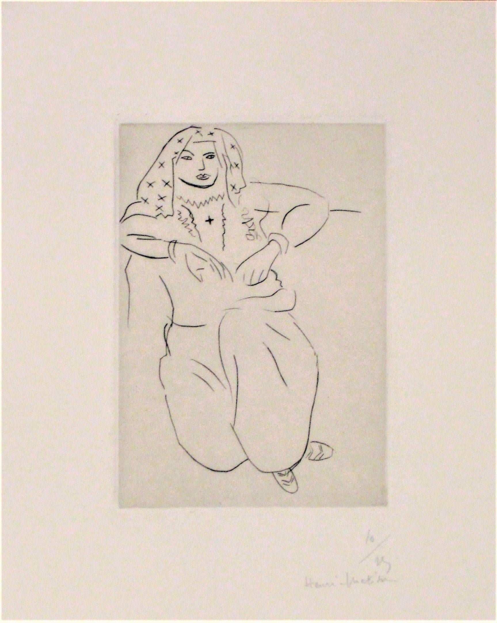 Orientale Assise, Voile sur la Tête - Print by Henri Matisse
