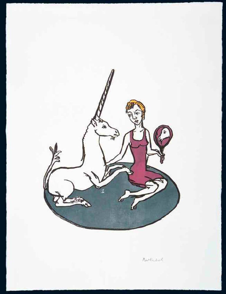 Stephan Balkenhol Figurative Print - Lady And The Unicorn (Sight)