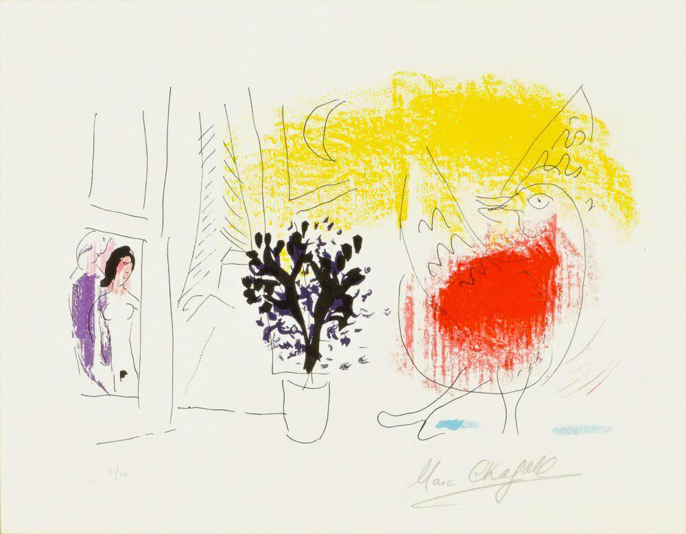 Le Coq Rouge - Print by Marc Chagall