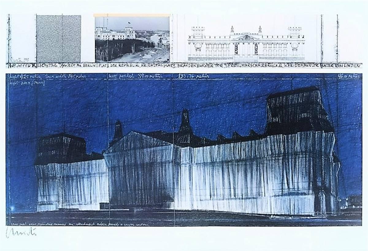 Javacheff Christo Landscape Print - Wrapped Reichstag Project
