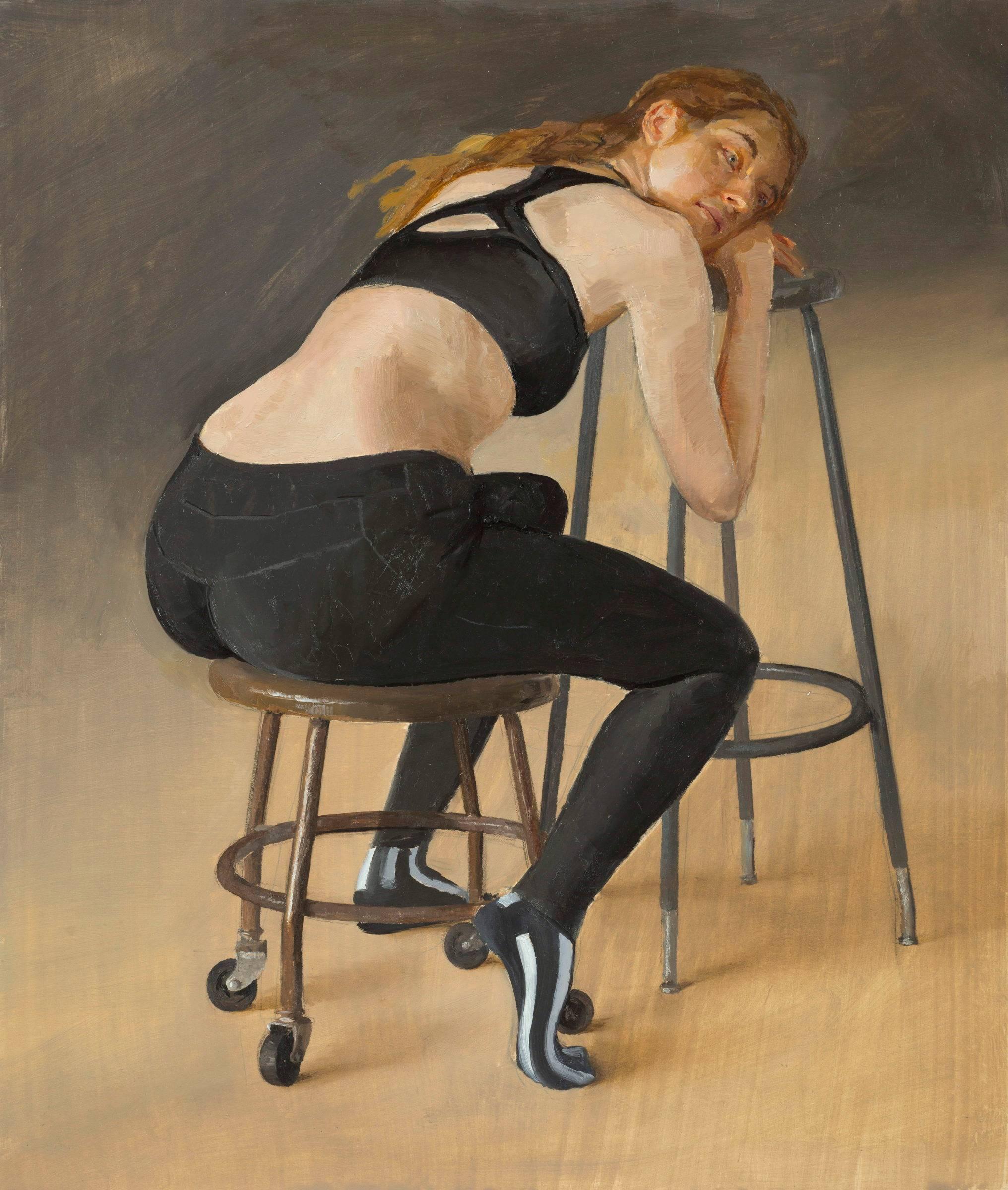 Andrew S. Conklin Figurative Painting - Seated Athlete, Facing Right