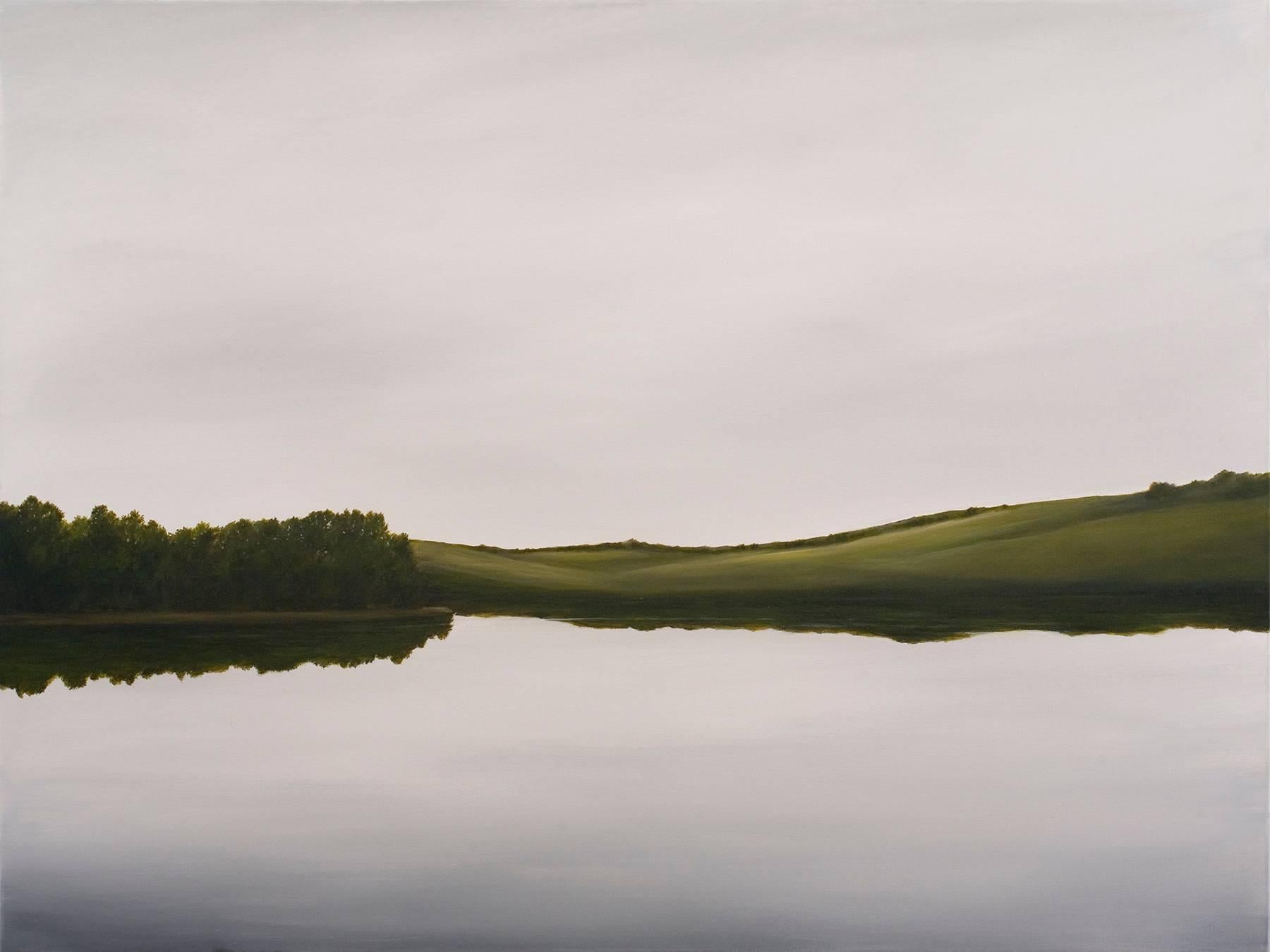 Ahzad Bogosian Landscape Painting - Overcast Hills and Lake