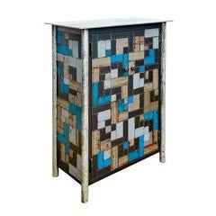 Two Door Gee's Bend Housetop Quilt Cupboard - Steel Furniture 10