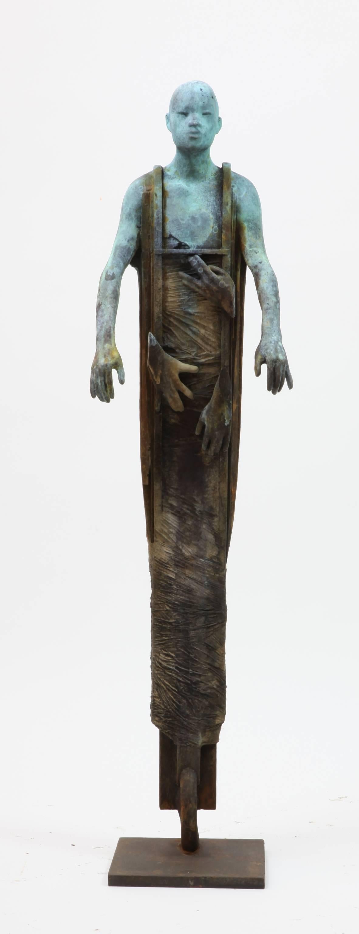 Centauro - Cast Bronze Figure Geometric and Organic Elements by Jesús Curiá - Sculpture by Jesus Curia Perez