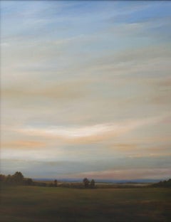 Hacia el río - Pintura original de cielo extenso y paisaje sutil