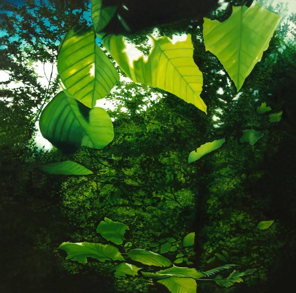 Don Pollack Landscape Painting - Bernheim (Arboretum) - Original Oil Painting with Dense, Vibrant Green Leaves 