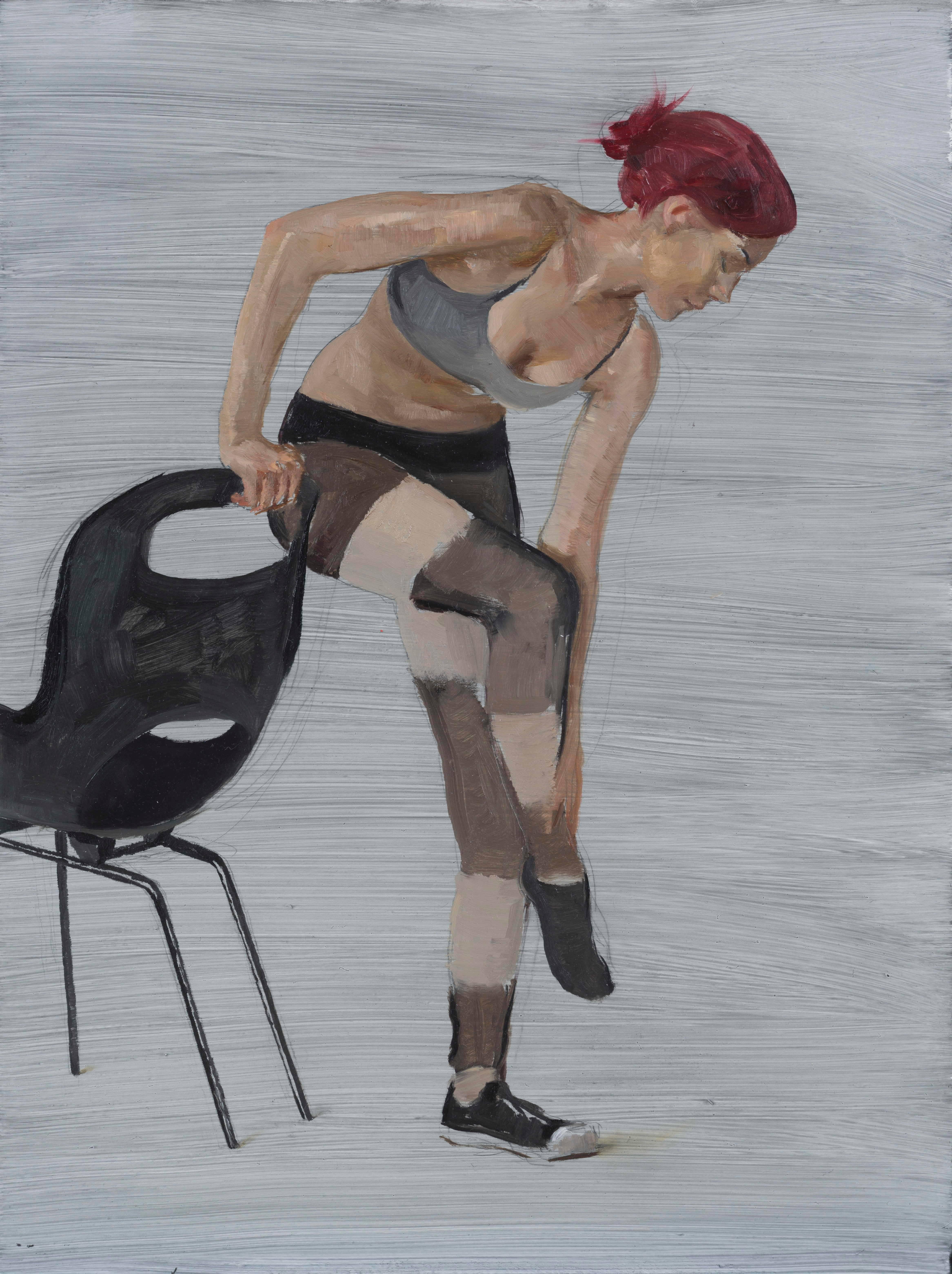 Courtney Standing on One Foot, (study for Motion Capture 6) - Original Oil Paint