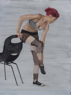 Courtney in piedi su un piede solo, (studio per Motion Capture 6) - Dipinto a olio originale