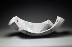 White Drift, Abstract Geometric Ceramic Vessel