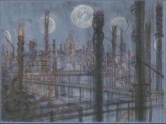 Oil Refinery at Night (Study for Reclamation)