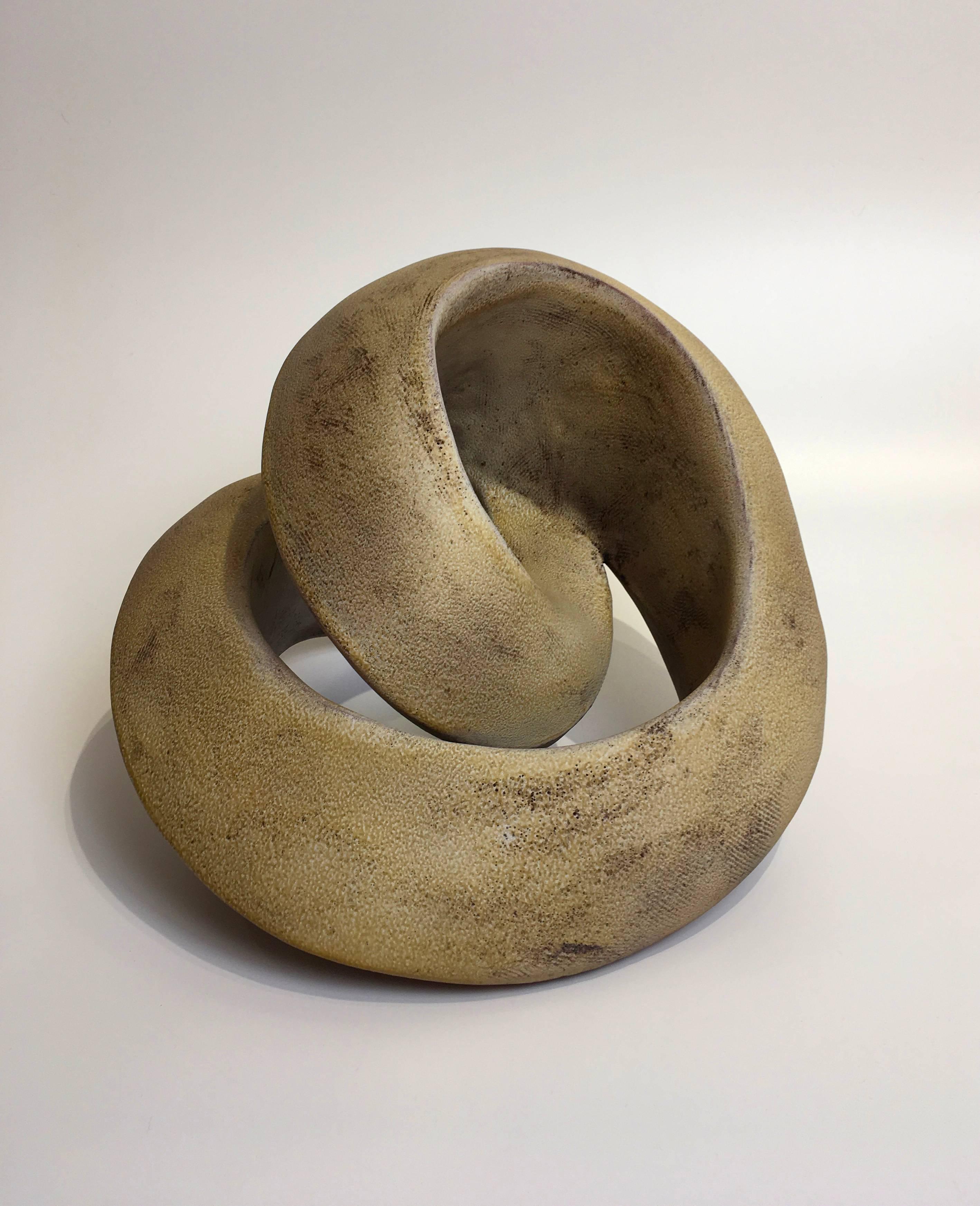 Jerilyn Virden Abstract Sculpture - Amber Recoil, Abstract Geometric Ceramic Sculpture