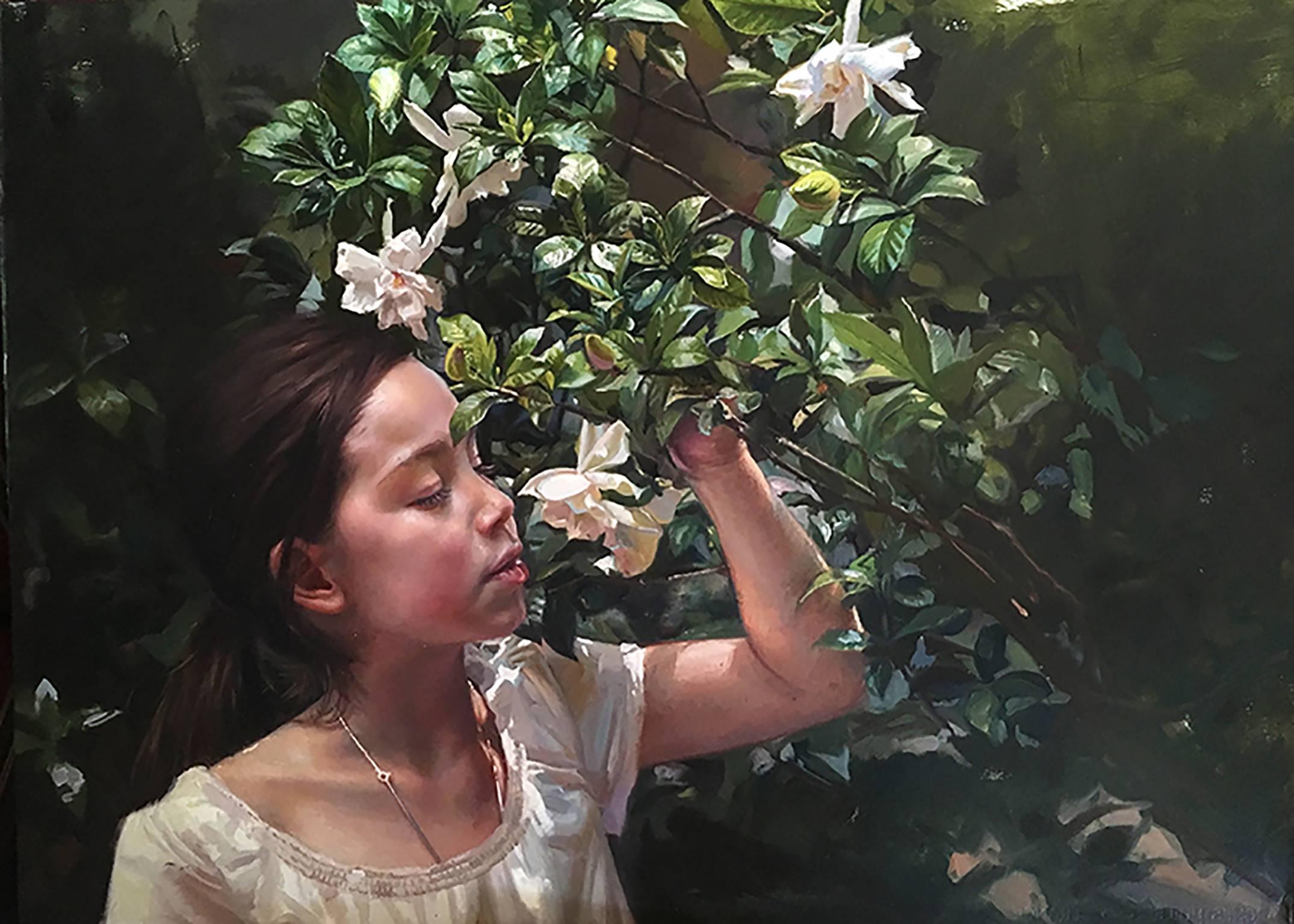 Caleb O'Connor Landscape Painting - Portrait with Gardenias