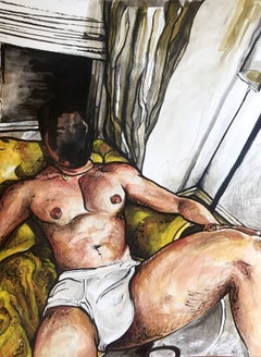 Sustenance, Stealer of Cells - Nude Male Pin-up Watercolor Painting
