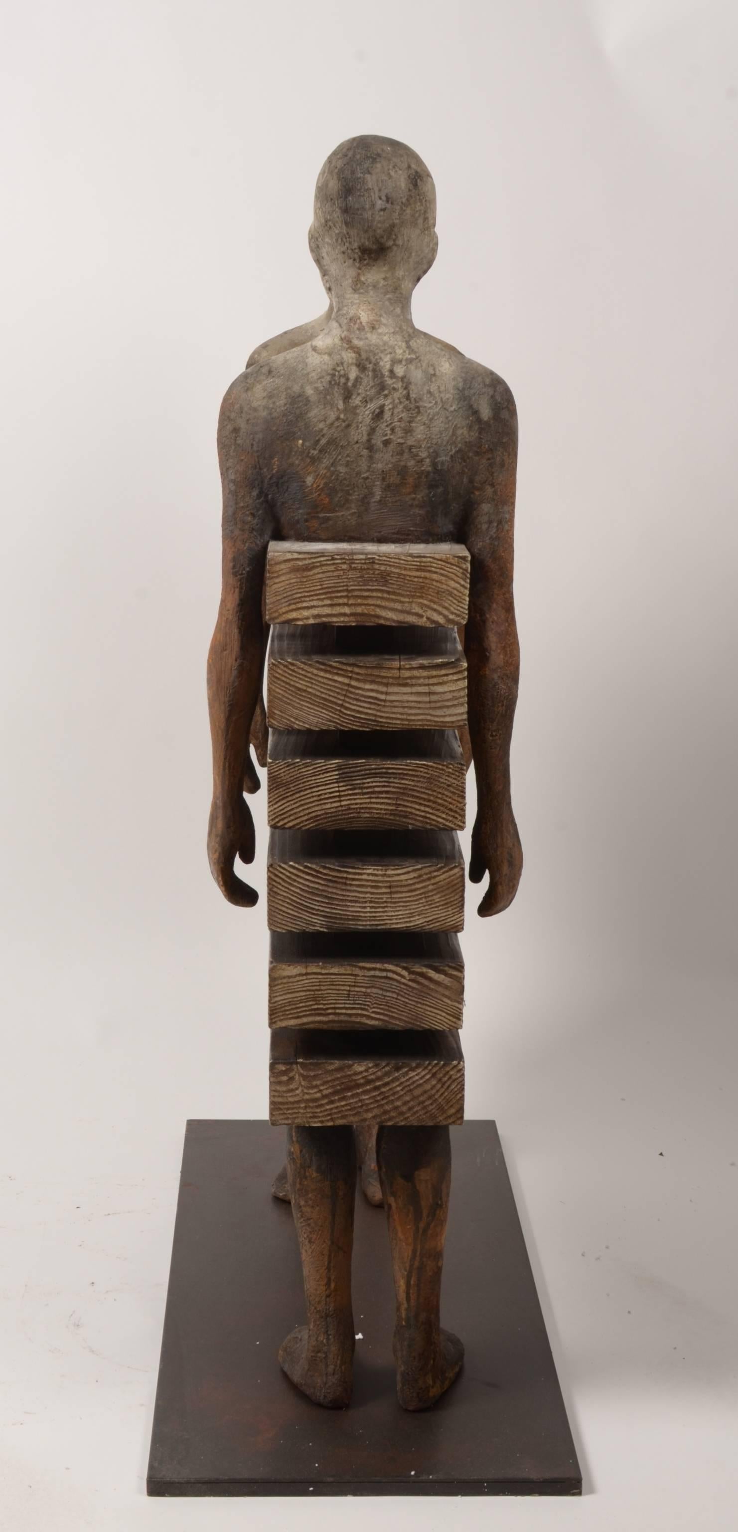 Enfrentados - Brown Abstract Sculpture by Jesus Curia Perez