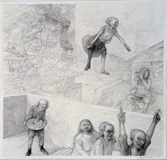 Vorbereitende Zeichnung für Right Turn, Original-Graphitzeichnung - David Becker