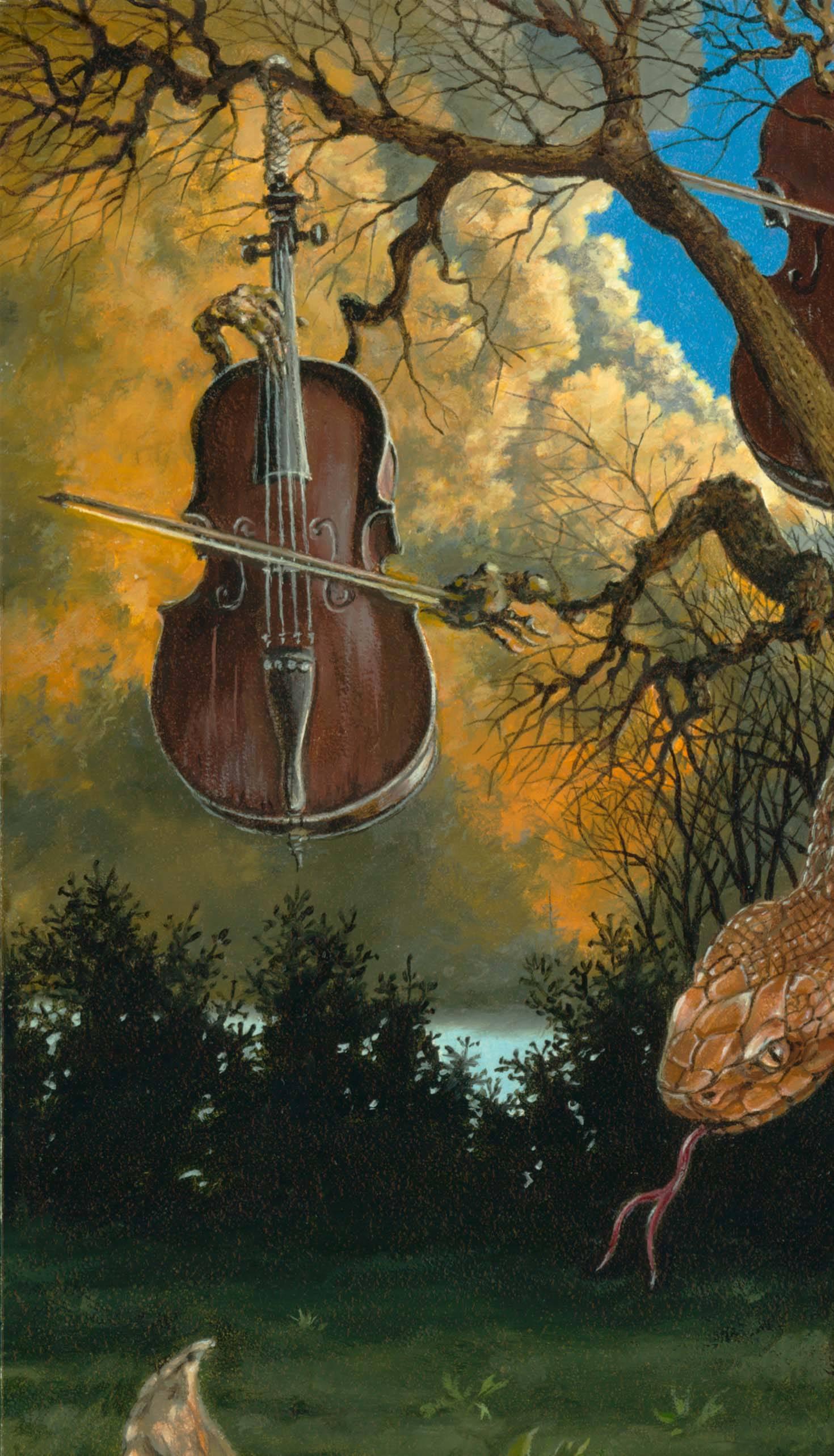 The Duet - Peinture à l'huile originale surréaliste d'un homme avec un arbre qui pousse de sa tête - Contemporain Painting par Christopher Klein