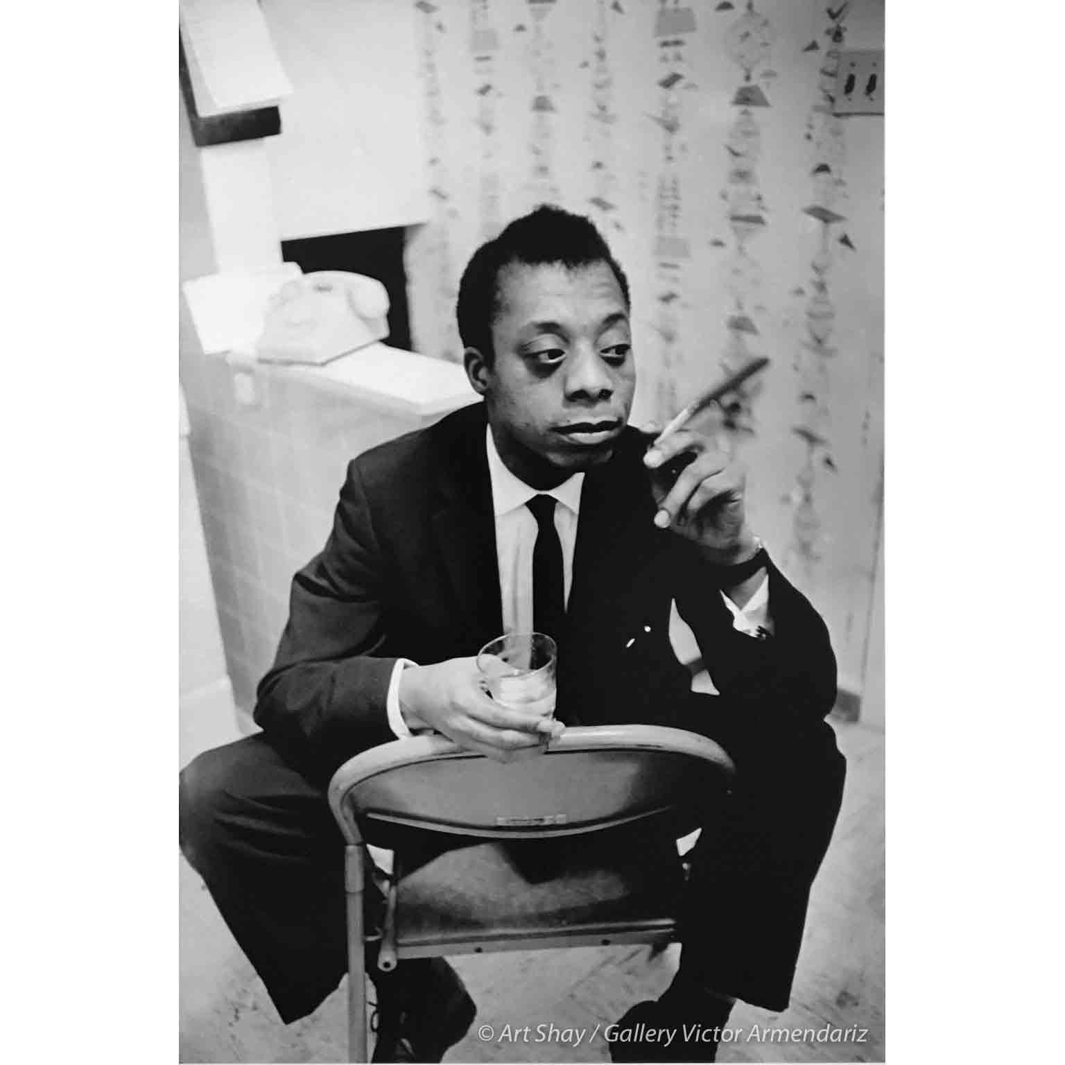 Art Shay Black and White Photograph - James Baldwin, Deerfield, IL 1959