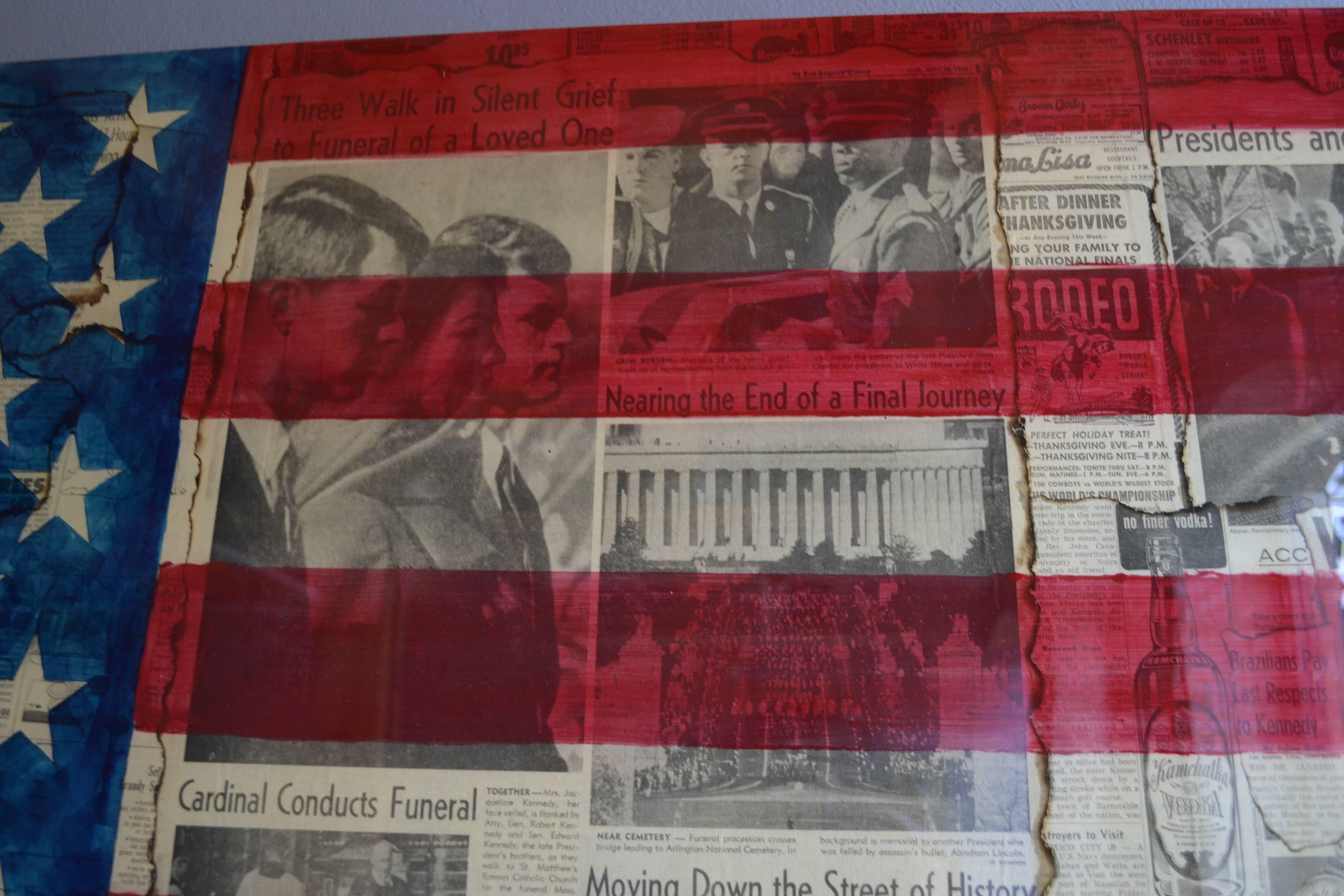 JFK Farewell - Kennedy Assassination Original Vintage Newsprint Collage Painting - Pop Art Photograph by Patrick Burns