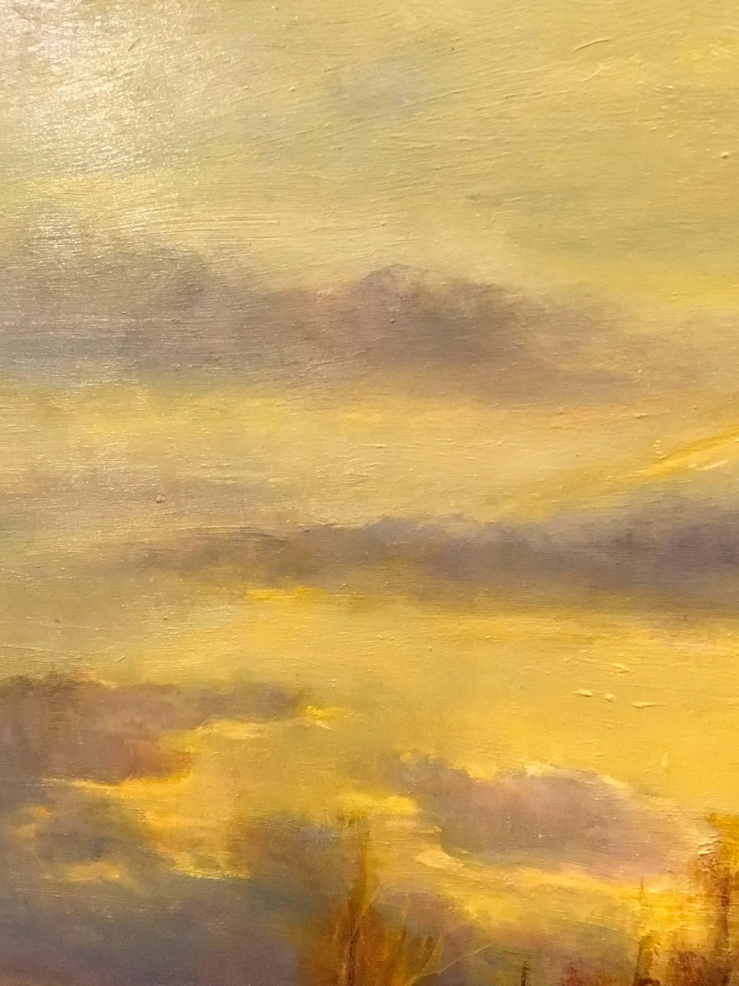 Daybreak - Brown Landscape Painting by Rose Freymuth-Frazier