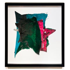 Abstrakte Collage aus Farbe und Kohle von Wesley Kimler, in Schattenfugenrahmen