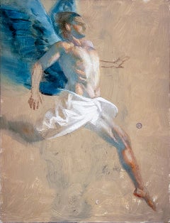 Hermes II Oil Painting on Panel, Figurative, 12x9 in, Signed JRS019