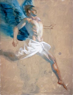 Hermes II Oil Painting on Panel, Figurative, 12x9 in, Signed JRS019