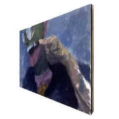 Mueco, dipinto a olio contemporaneo su tavola, 18x24 in, firmato