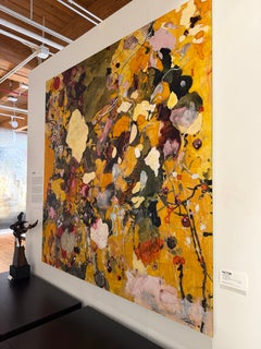 Field Study, Abstract Painting in Earth Tones, Ink and Oil Stick on Dura-Lar