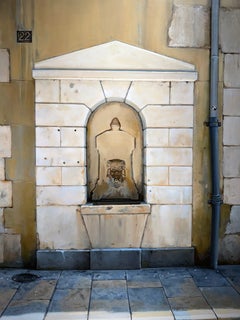 Receding Thirst, Surreal Oil on Panel, 30 x 24, Framed Artwork