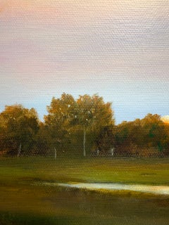 Setting Sun Near Bloomington - Acrylic on Canvas Landscape Painting, Framed
