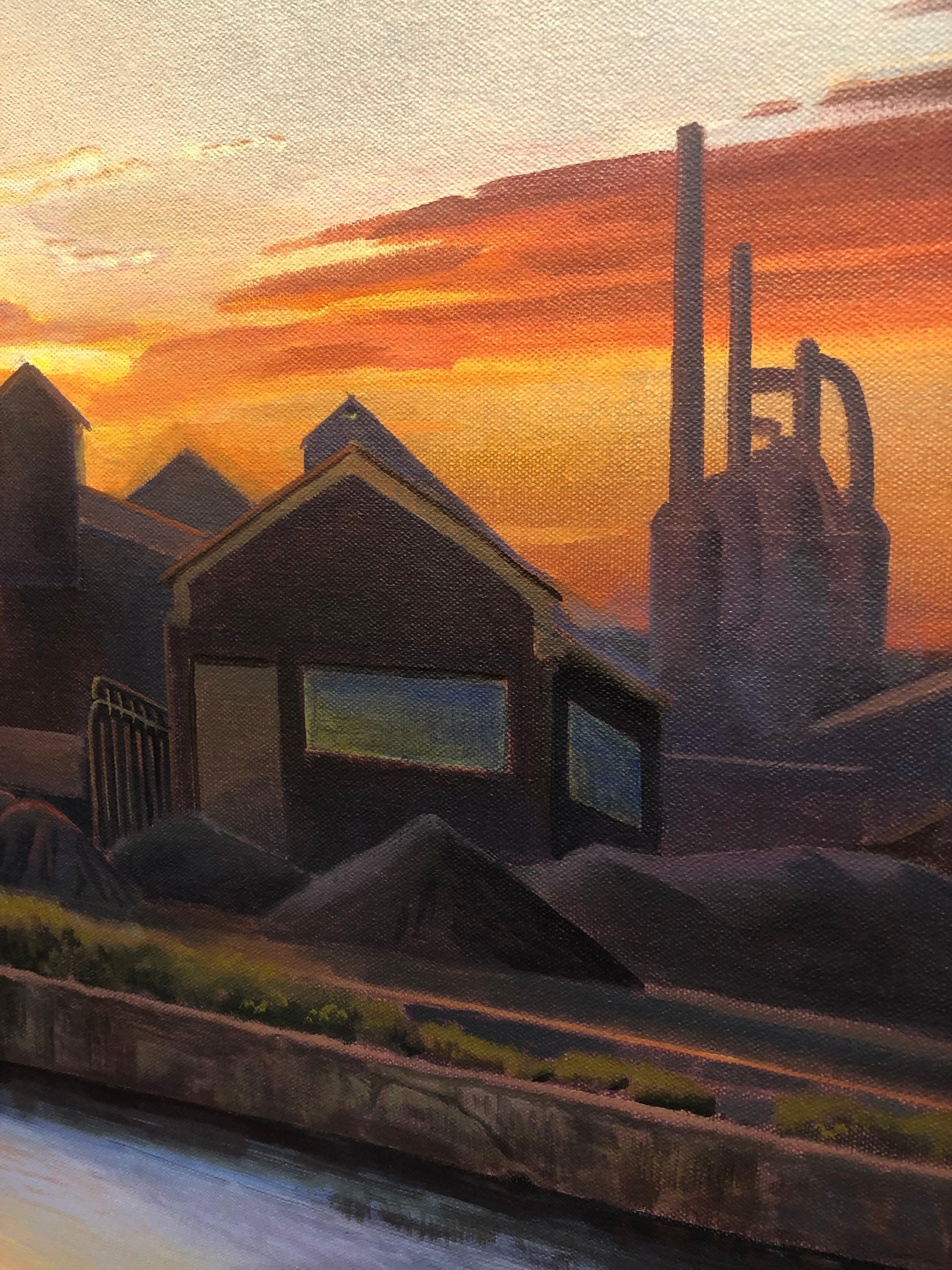American Landscape - Iconic American Steel Mill Bathed in Orange Sunset Light 5