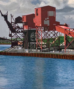 «Pet Coke Plant», acrílico contemporáneo sobre lienzo, 40 x 53, firmado