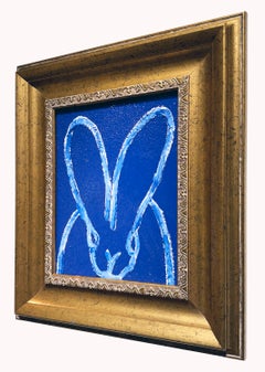 Blue Evening, Single Bunny on Blue with Diamond Dust, Original Hunt Slonem