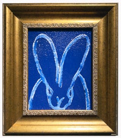 Blue Evening, Single Bunny on Blue with Diamond Dust, Original Hunt Slonem