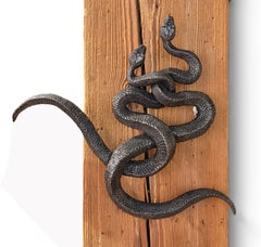 Intertwined Snake Sculpture for the Wall, "Tribute to My Mother", Cast Iron