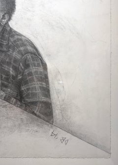 Contemporary Straw Man Charcoal Drawing on Archival Paper