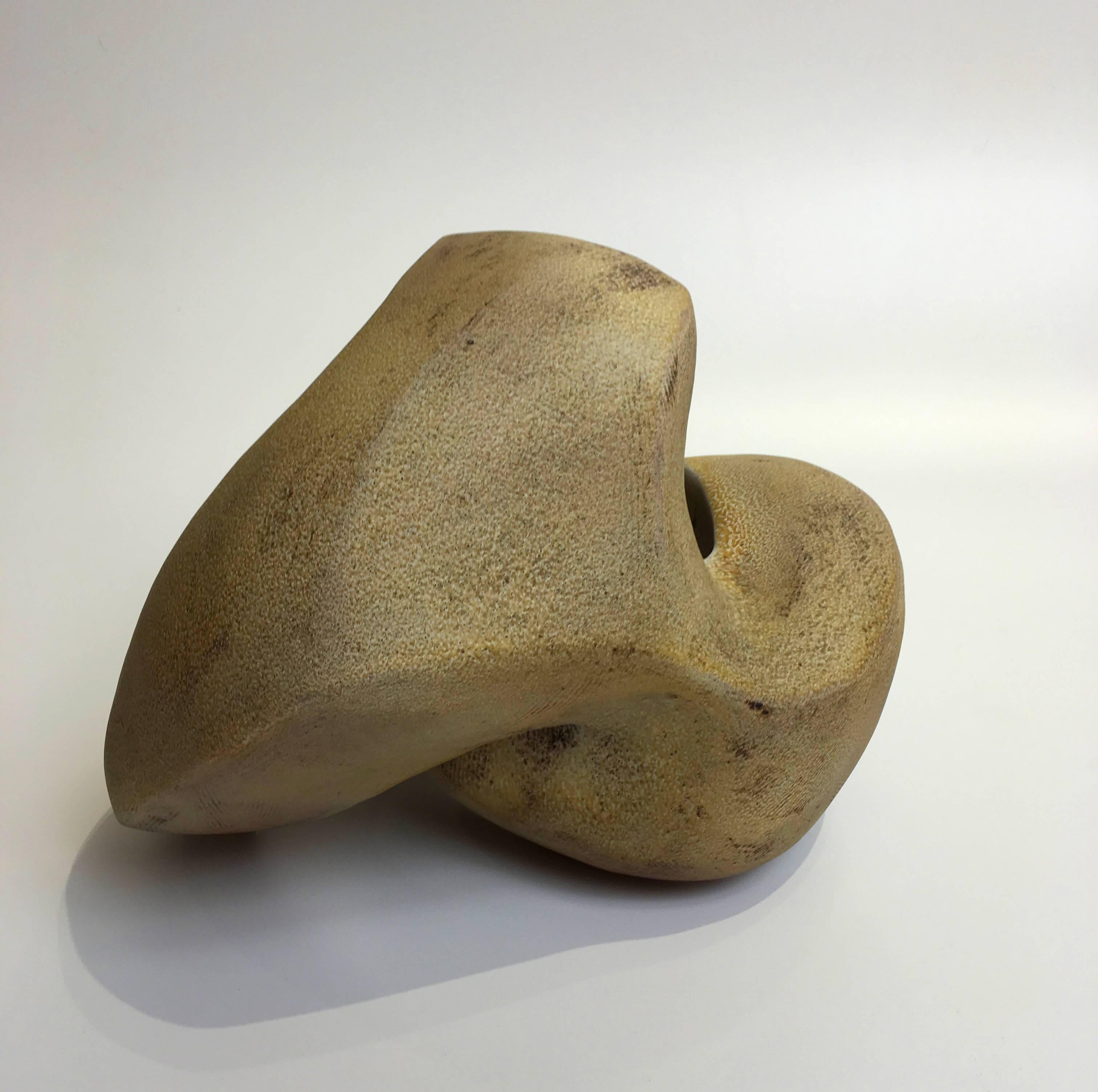 Amber Recoil, Abstract Geometric Ceramic Sculpture - Beige Abstract Sculpture by Jerilyn Virden