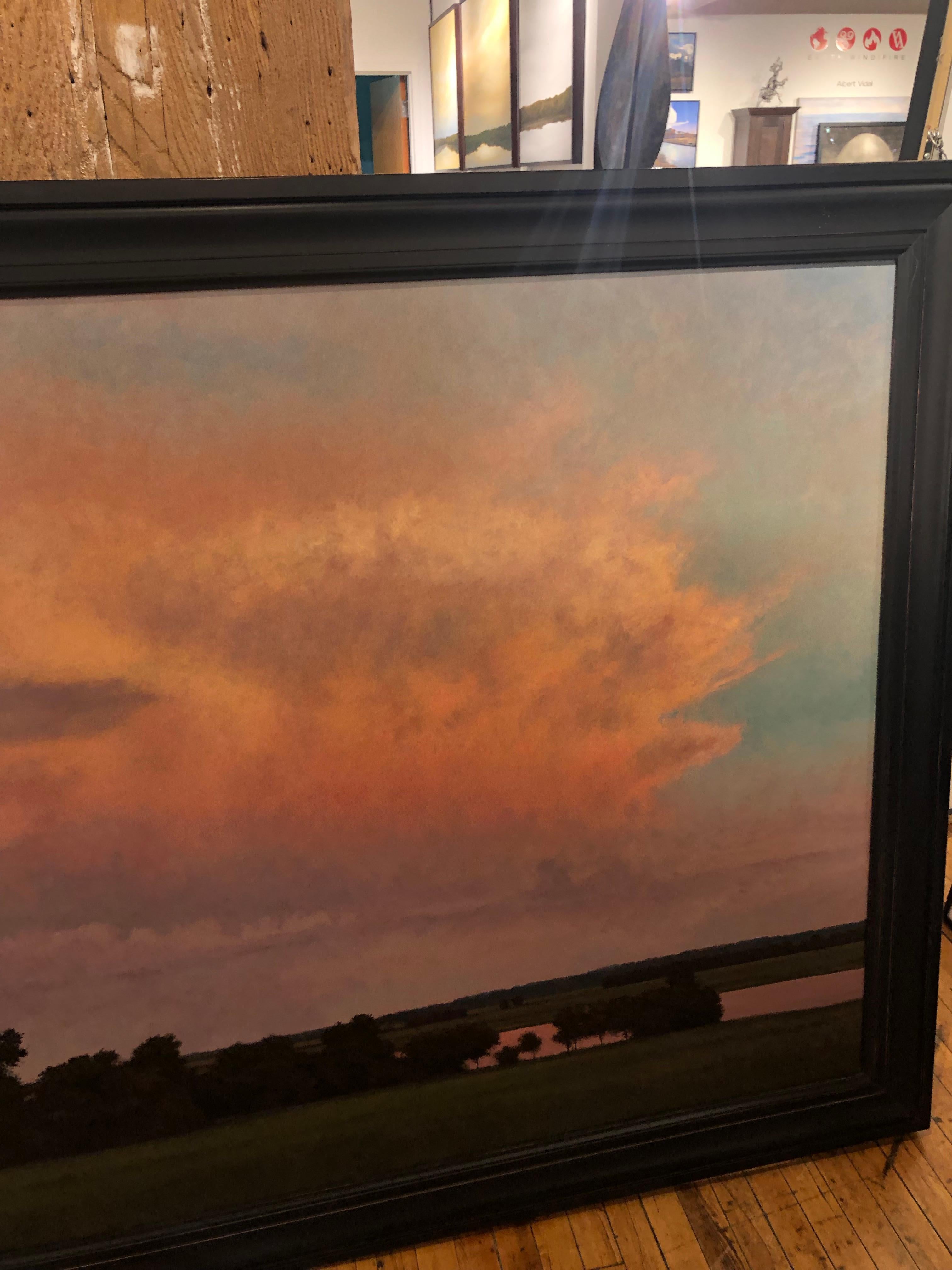 Thunderstorm Near Alton IL - Oil Painting on Panel of Midwest Landscape 7