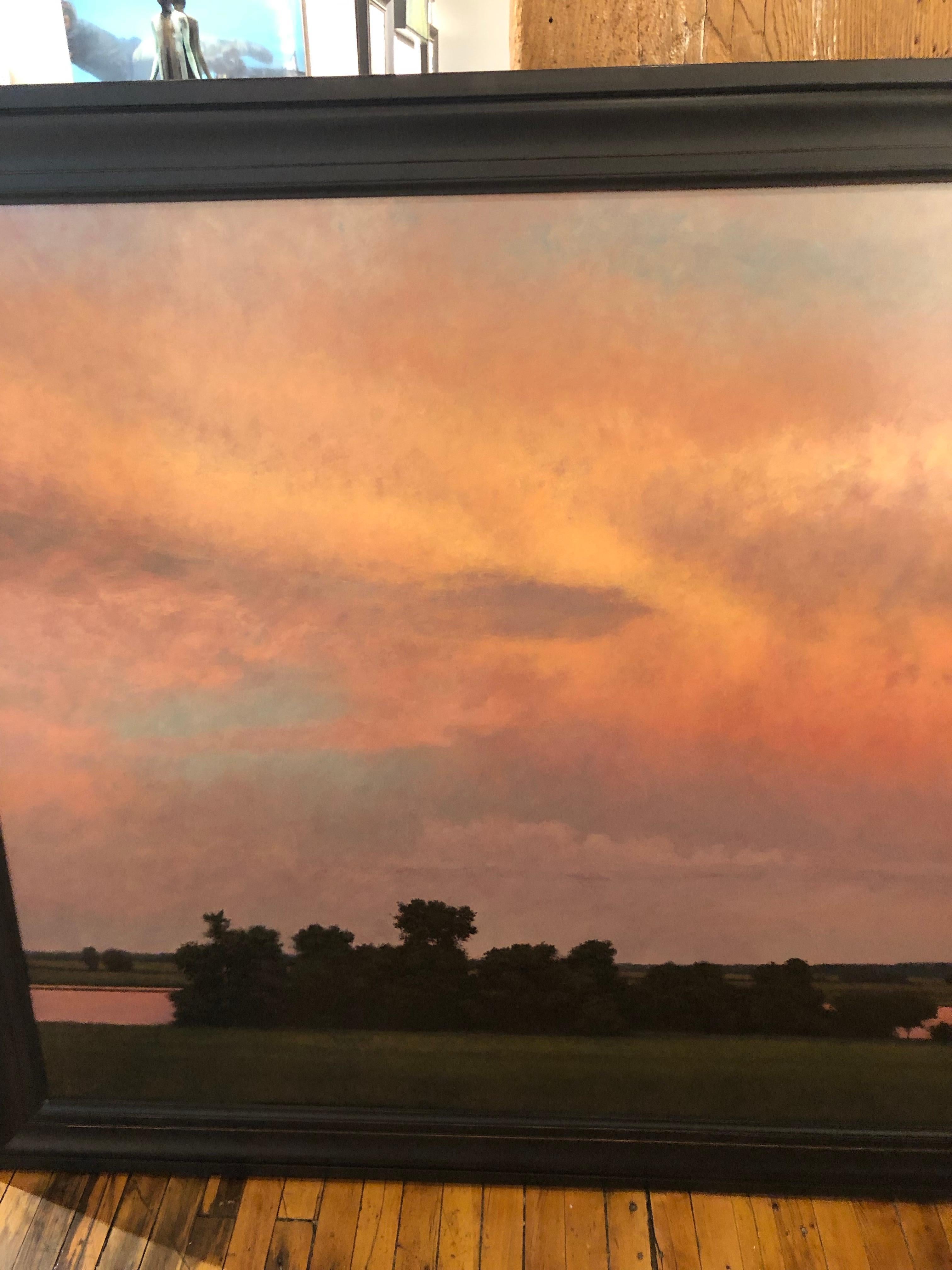 Thunderstorm Near Alton IL - Oil Painting on Panel of Midwest Landscape 6