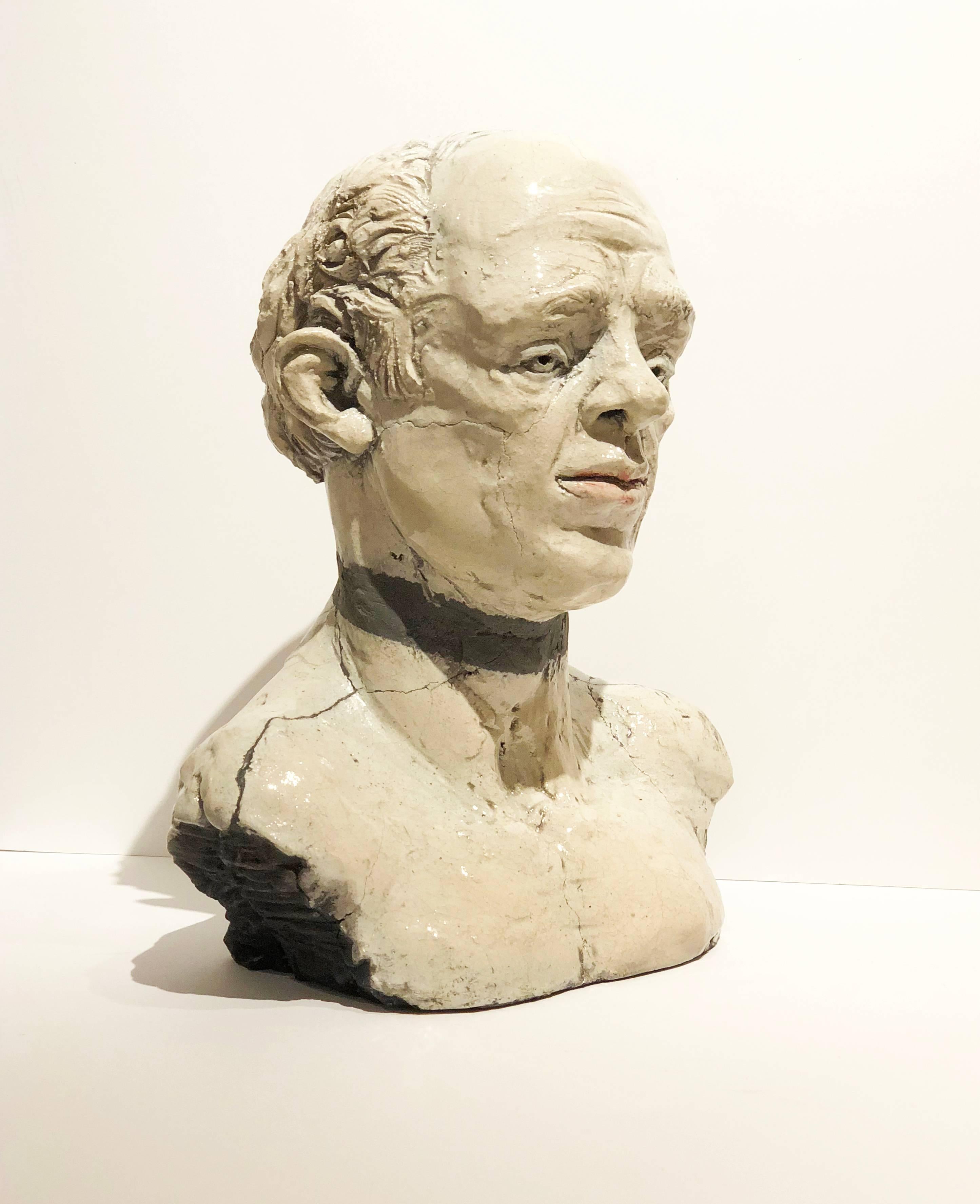 Pavel Amromin Figurative Sculpture - Geroge, Raku Fired Ceramic