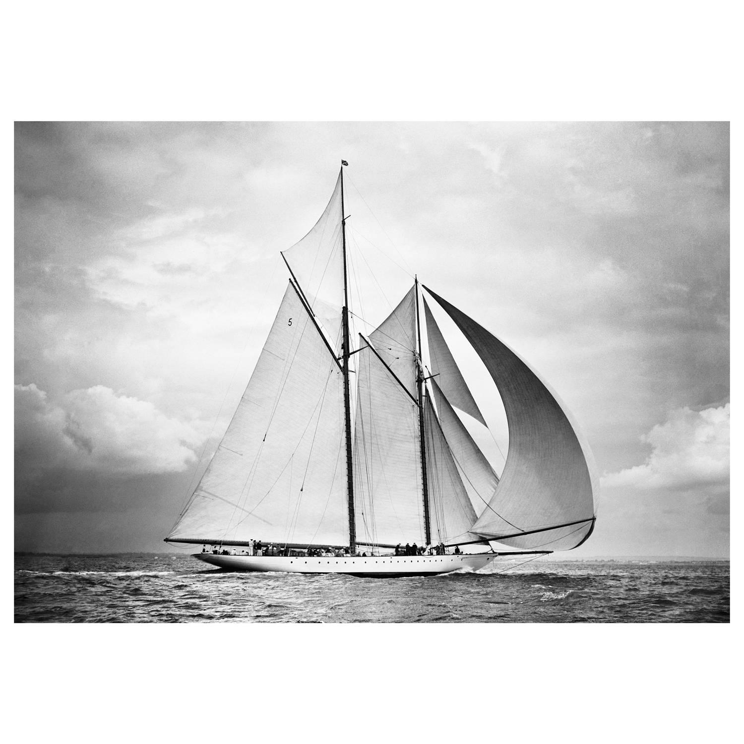 Frank Beken Black and White Photograph - Classic Sailing Yacht Westward, August 1930 