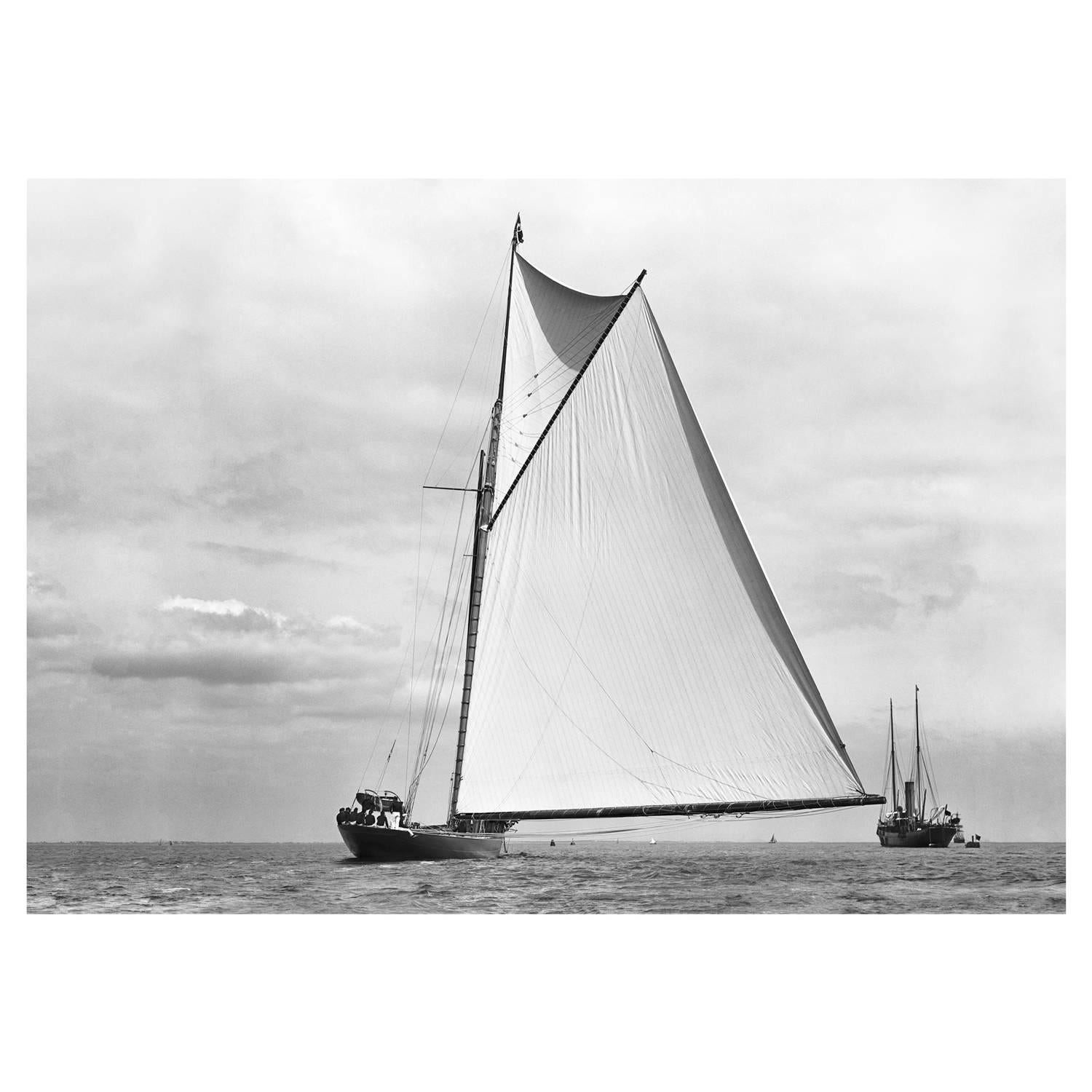Frank Beken Black and White Photograph - Sailing Yacht Shamrock 1, 1899 