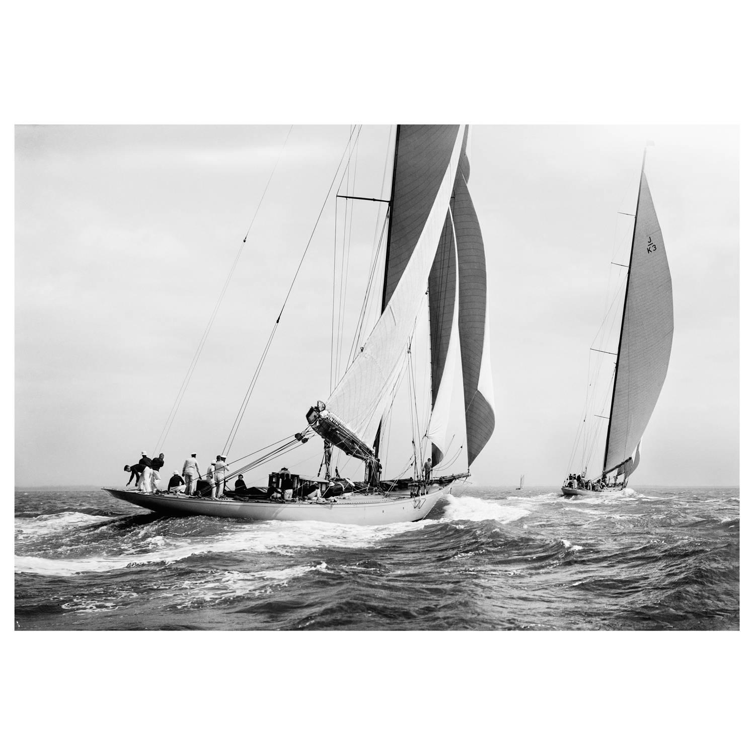 Frank Beken Black and White Photograph - Sailing Yacht Astra & Shamrock 4, 1934 