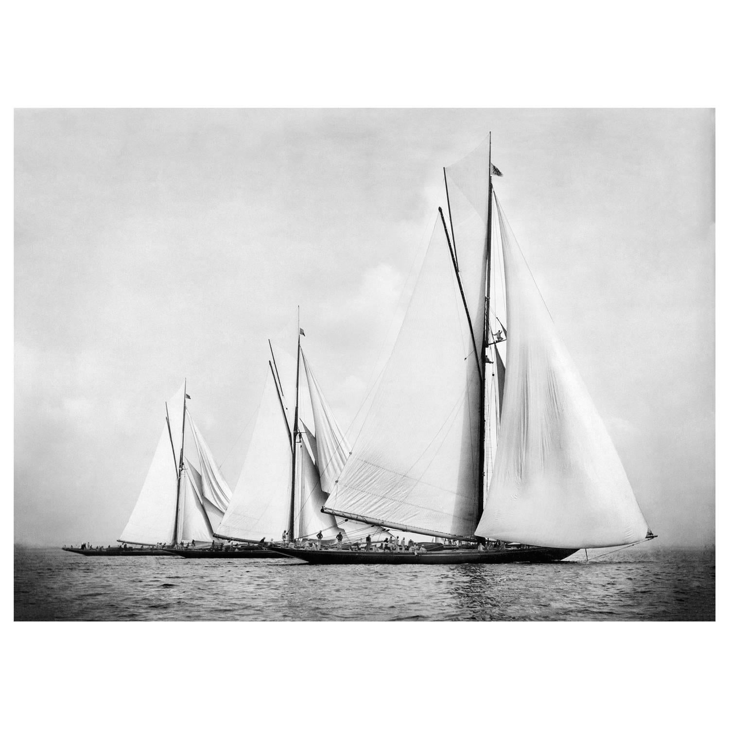 Alfred John West Black and White Photograph - Sailing Yacht Satanita, Britannia & Meteor 2, 11th August 1896 