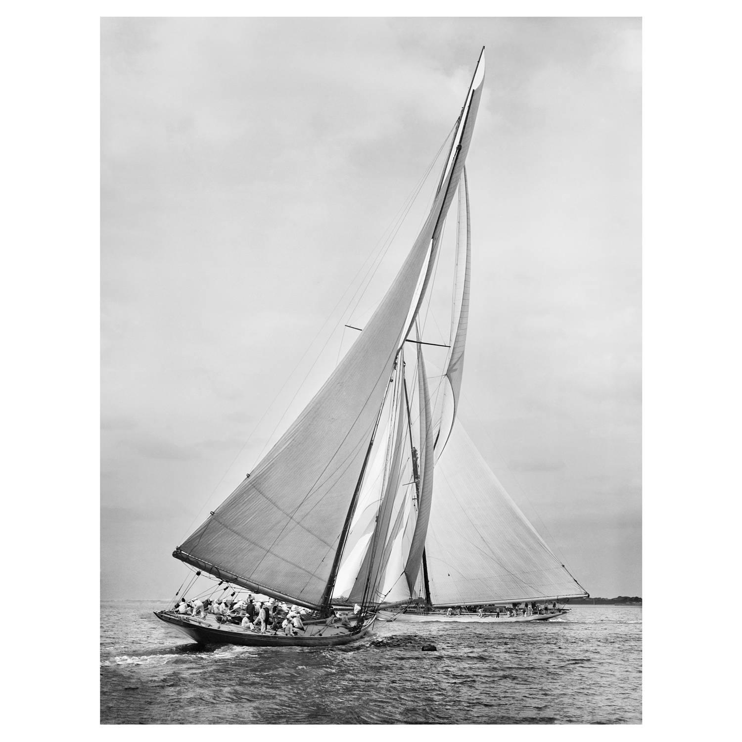 Frank Beken Black and White Photograph - Sailing Yacht Meteor 2 & Ailsa, 1911