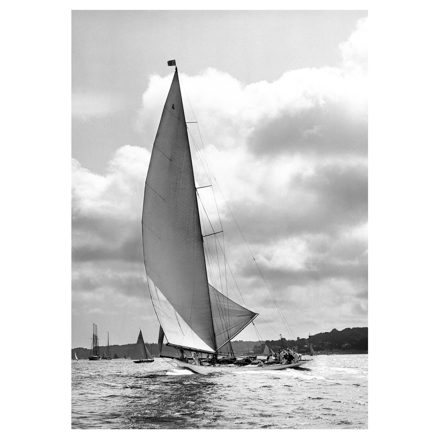 Frank Beken Black and White Photograph - Sailing Yacht Nyria, 1923 