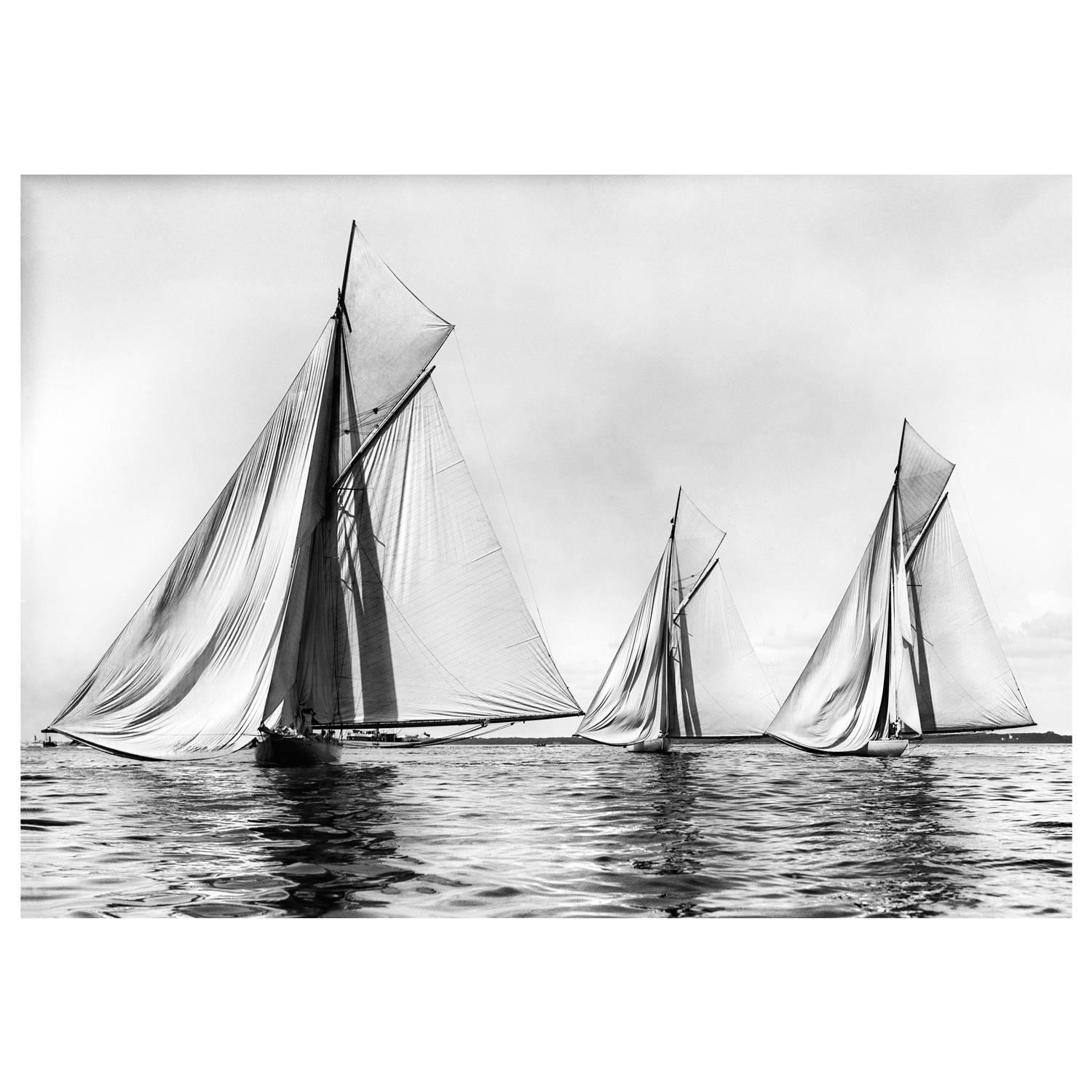 Frank Beken Black and White Photograph - Classic Sailing Yacht Sonya Becalmed, 1905 